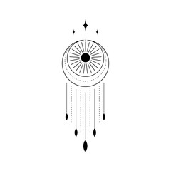 Sun/moon tattoo. Minimalism. Vector.