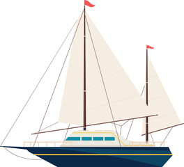Obraz premium Sailing boat. Modern sea travel ship icon