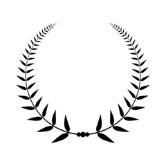 Laurel wreath black color isolated on white background for decoration, celebration, festival. Vector illustration 10 eps