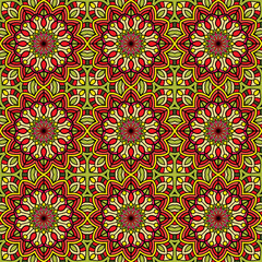 Abstract festive colorful floral vector mandala ethnic tribal pattern