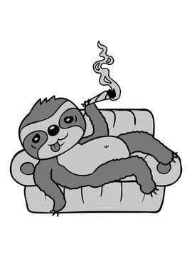 Kiffendes Sofa Faultier chillt 