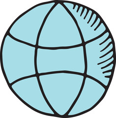 Globe doodle. Earth color sign. Global symbol