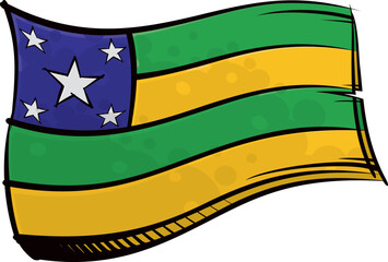 Painted Sergipe flag waving in wind