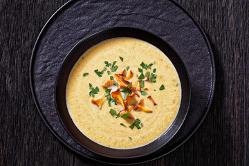 Kanttarellikeitto Finnish Chanterelle Soup in bowl © myviewpoint