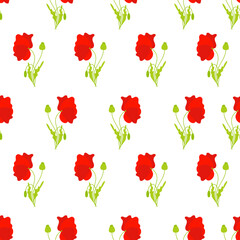 seamless pattern with Red poppies