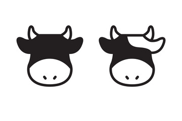 Cows simple cute icons. Vector line cow sign.