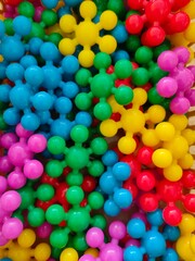 multi colored details of the children's designer in the form of snowflakes