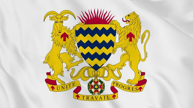 national emblem coat of arms or symbol of chad in waving flag. smooth 4k video seemless loop