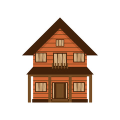 wooden house isolated on white. Vector illustration
