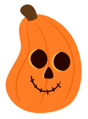 Cute happy orange pumpkin character icon.
