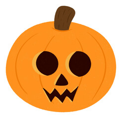 Cute happy orange pumpkin character icon.