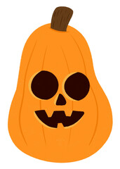 Cute happy orange pumpkin character icon.