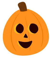 Cute happy orange pumpkin character icon.