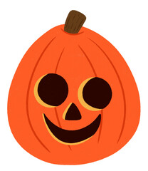 Cute happy orange pumpkin character icon.