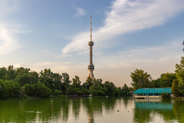 Fototapeta premium The Tashkent Television TV Tower or Toshkent Teleminorasi is a 375 metre high tower located in Tashkent city, Uzbekistan