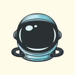 Vector Astronaut Helmet, Cosmonaut Mask for Space Exploration. Suit Part for Spaceman Head Protection. Space Helmet Design Template © gomolach