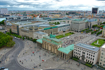 Brandenburg Gate in Berlin, Germany aerial view