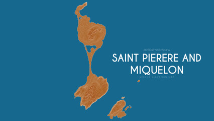 Topographic map of Saint Pierre and Miquelon, France. Vector detailed elevation map of island. Geographic elegant landscape outline poster. - obrazy, fototapety, plakaty