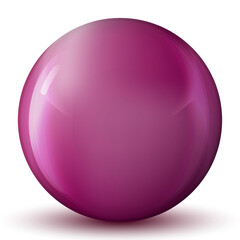 Obraz premium Glass purple ball or precious pearl. Glossy realistic ball, 3D abstract vector illustration highlighted on a white background. Big metal bubble with shadow.