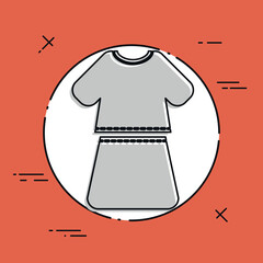 Vector illustration of single isolated girl dress icon