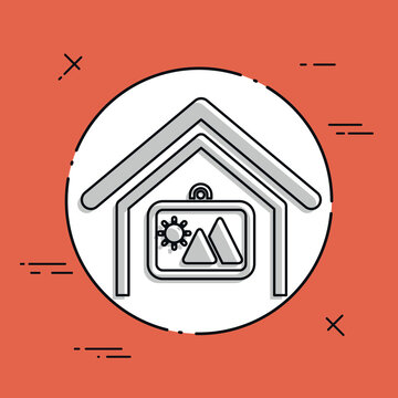 Vector illustration of single isolated home square icon