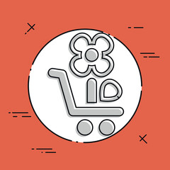 Vector illustration of single flower sale icon