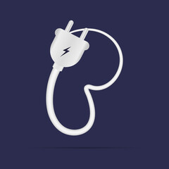 P letter logo electric power plug. İsolated vector typeface for power design, application logo, energy identity, charging things etc.