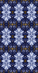 blue seamless pattern with flowers