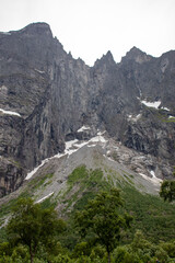Trollveggen (Troll Wall) near Åndalsnes in Hellesylt Møre og Romsdal in Norway (Norwegen, Norge or Noreg)