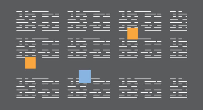 Code review icon. Programmer console with color sticker task