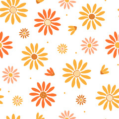 Seamless pattern with sunflowers. Floral summer print. Vector graphics.