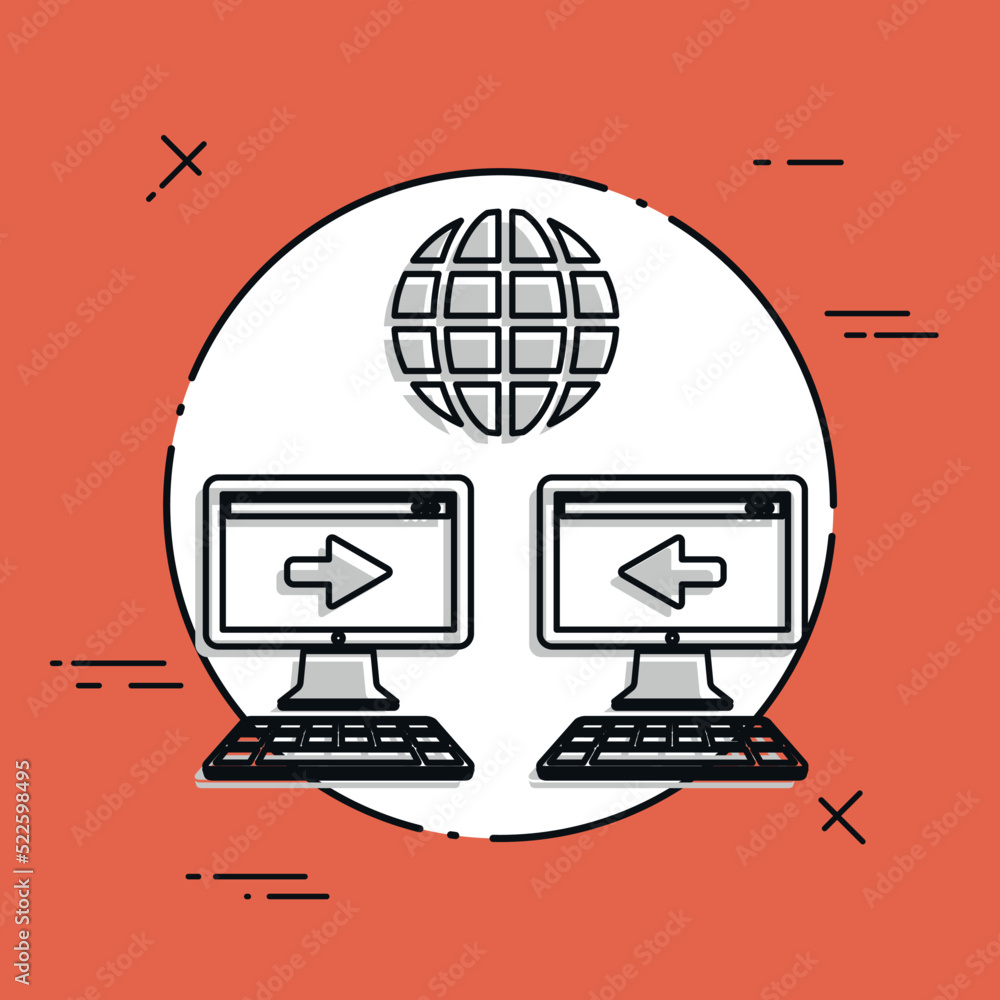 Poster international network data - minimal flat icon