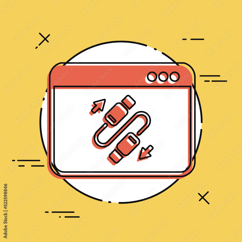 Poster cable connection setting - vector flat minimal icon