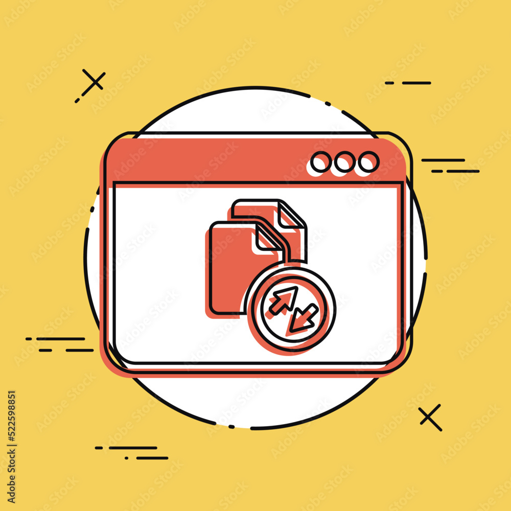 Poster data transfer window - vector flat minimal icon