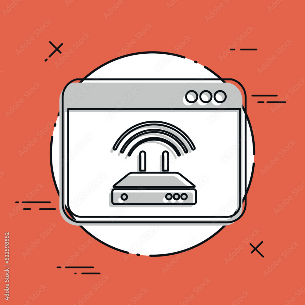 Poster router settings - vector flat minimal icon