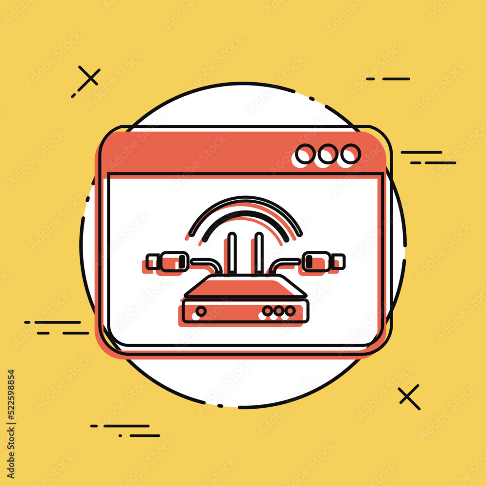 Poster modem connection - vector flat minimal icon