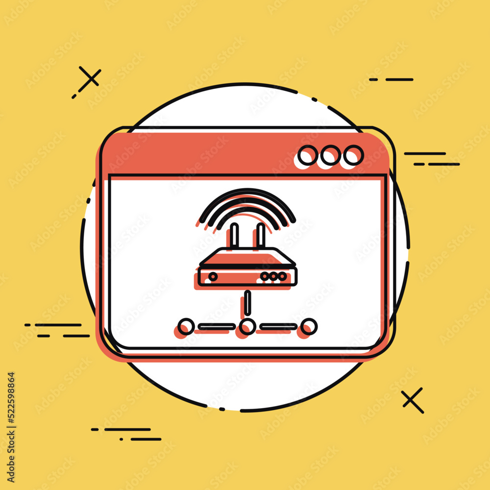 Poster network router - vector flat minimal icon