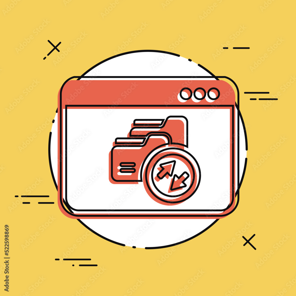 Poster data transfer window - vector flat minimal icon