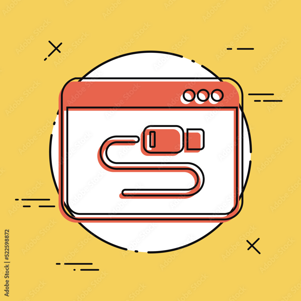 Poster cable computer setting - vector flat minimal icon