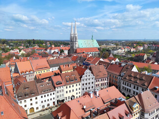 Fototapeta na wymiar 29.04.2022 view from above of historical center of old town Goerlitz , Germany