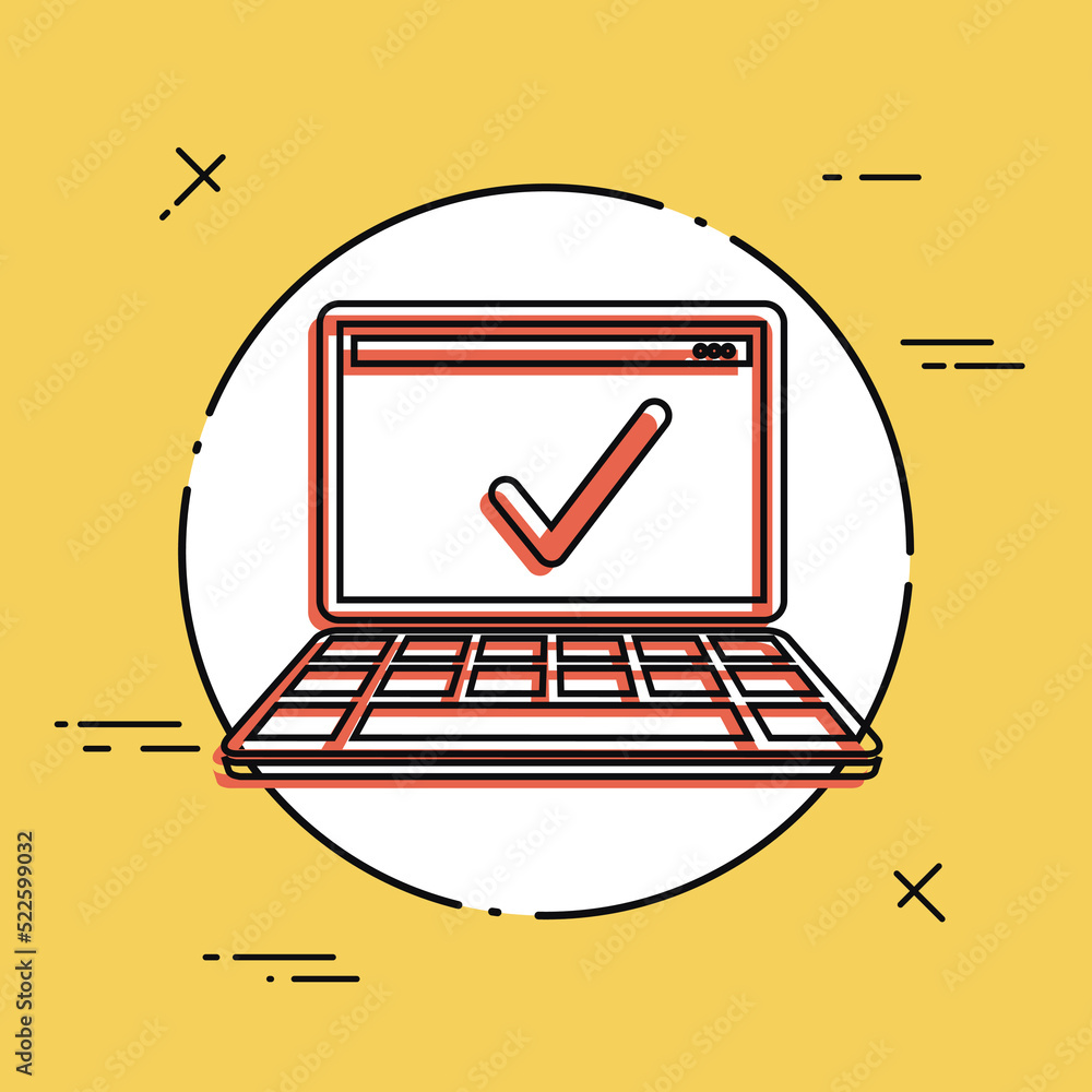 Poster check computer - vector flat minimal icon