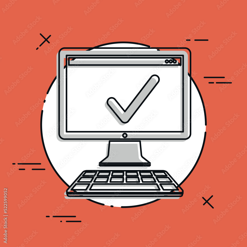 Poster check computer - vector flat minimal icon