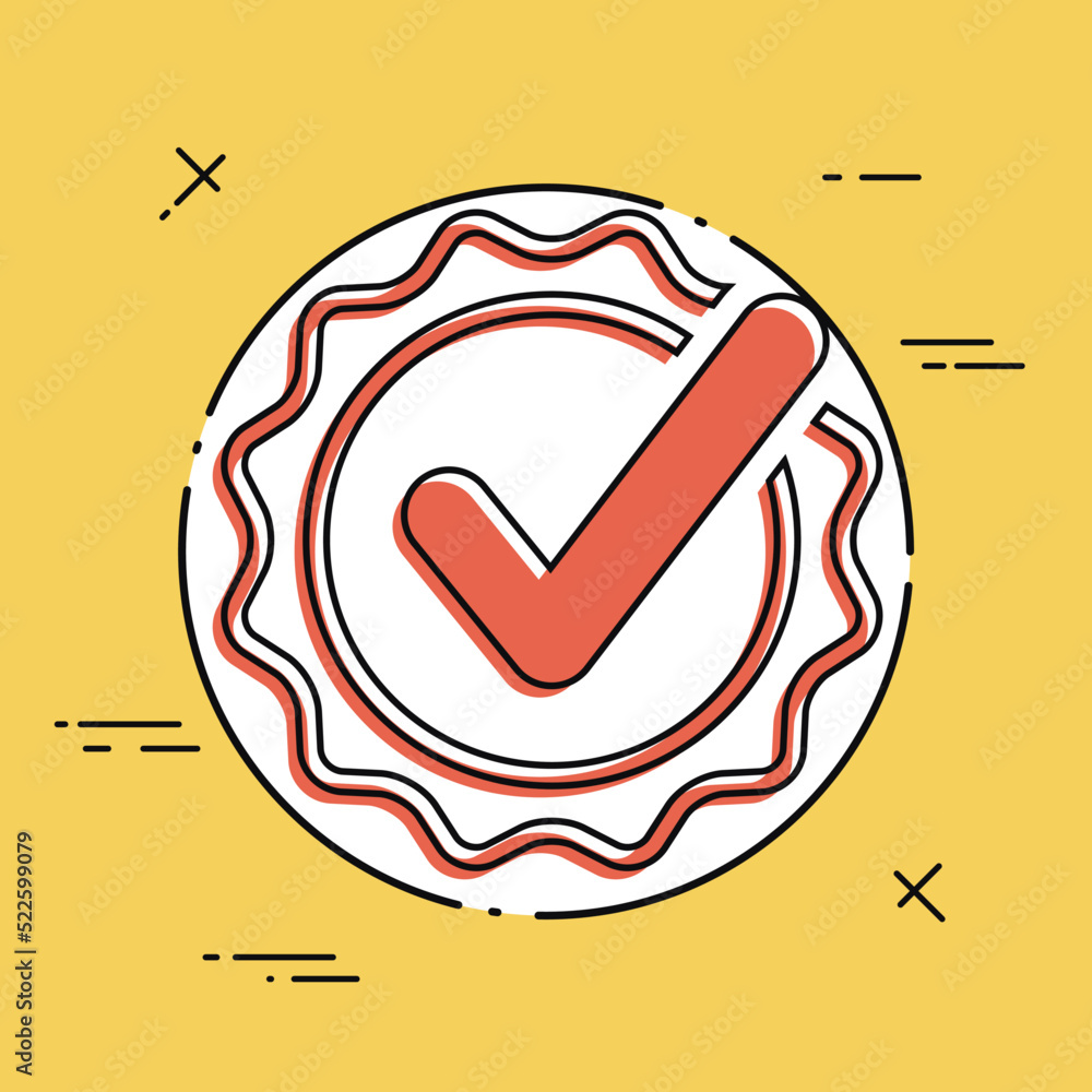 Poster checkmark certificate - vector flat minimal icon