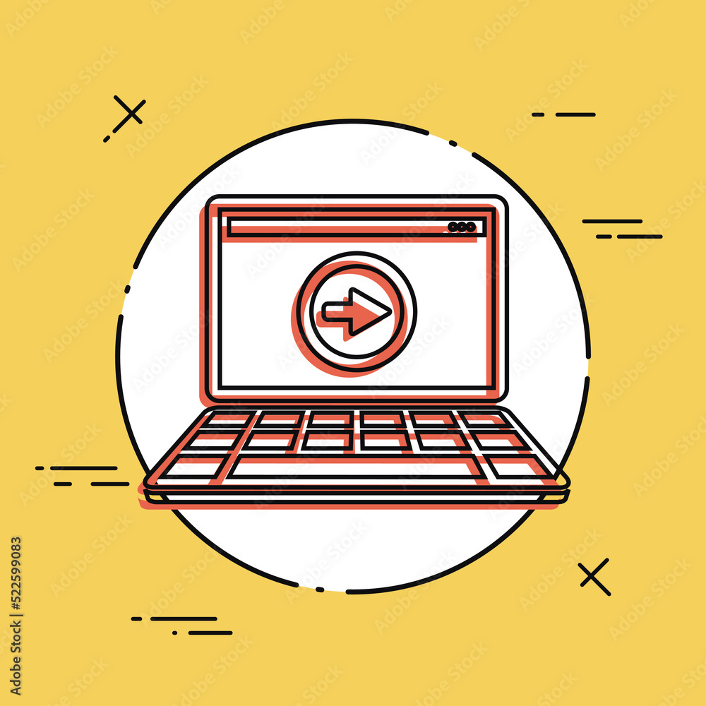 Poster computer and next symbol - vector flat minimal icon