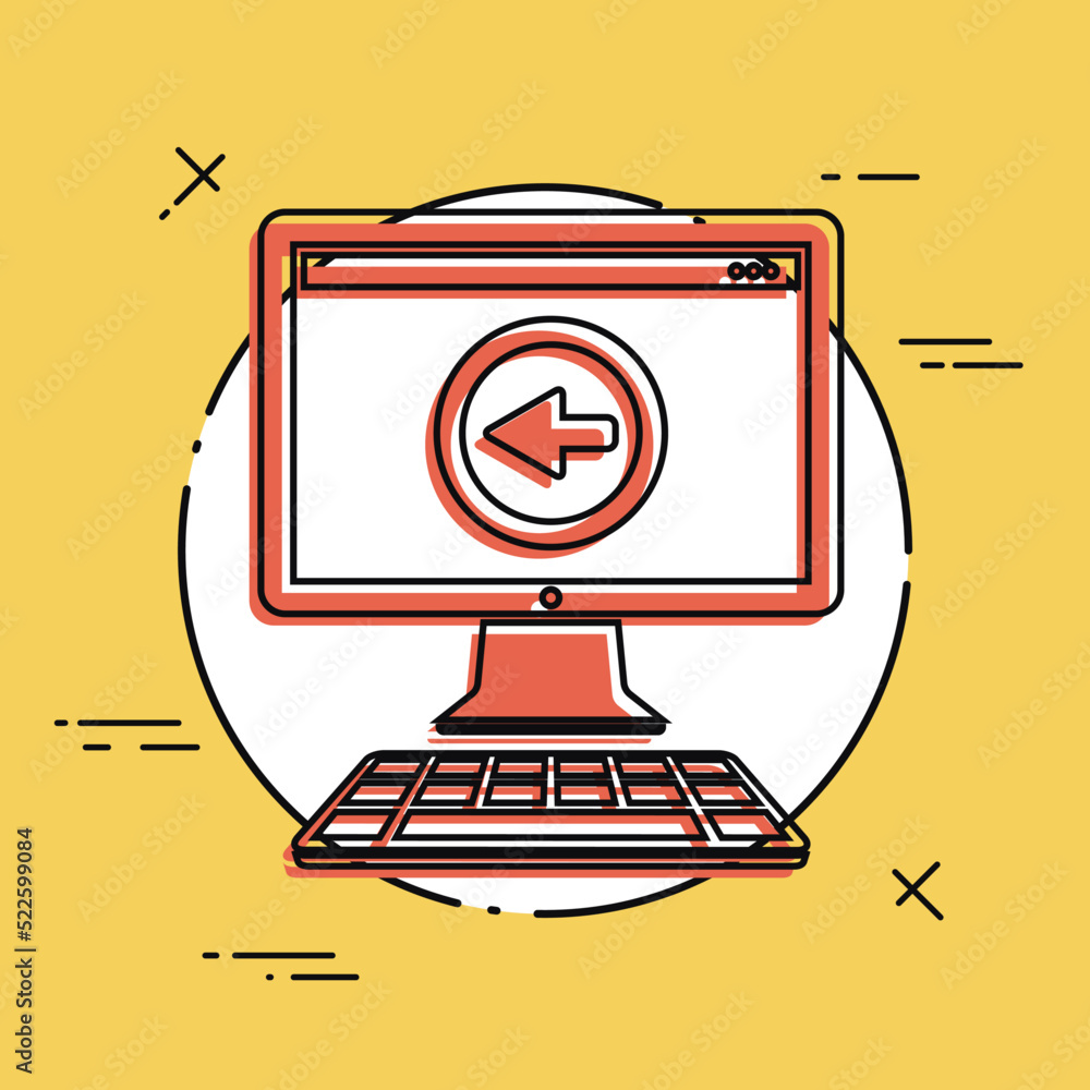 Poster computer and back symbol - vector flat minimal icon