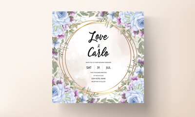 beautiful blomming flower wedding invitation card