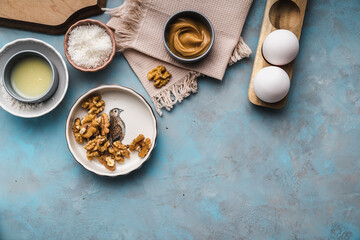 ingredients for baking cookies or cakes flour eggs