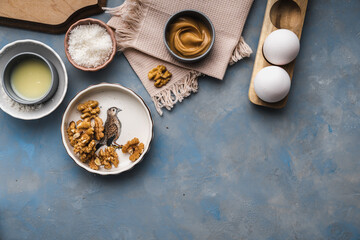 ingredients for baking cookies or cakes flour eggs