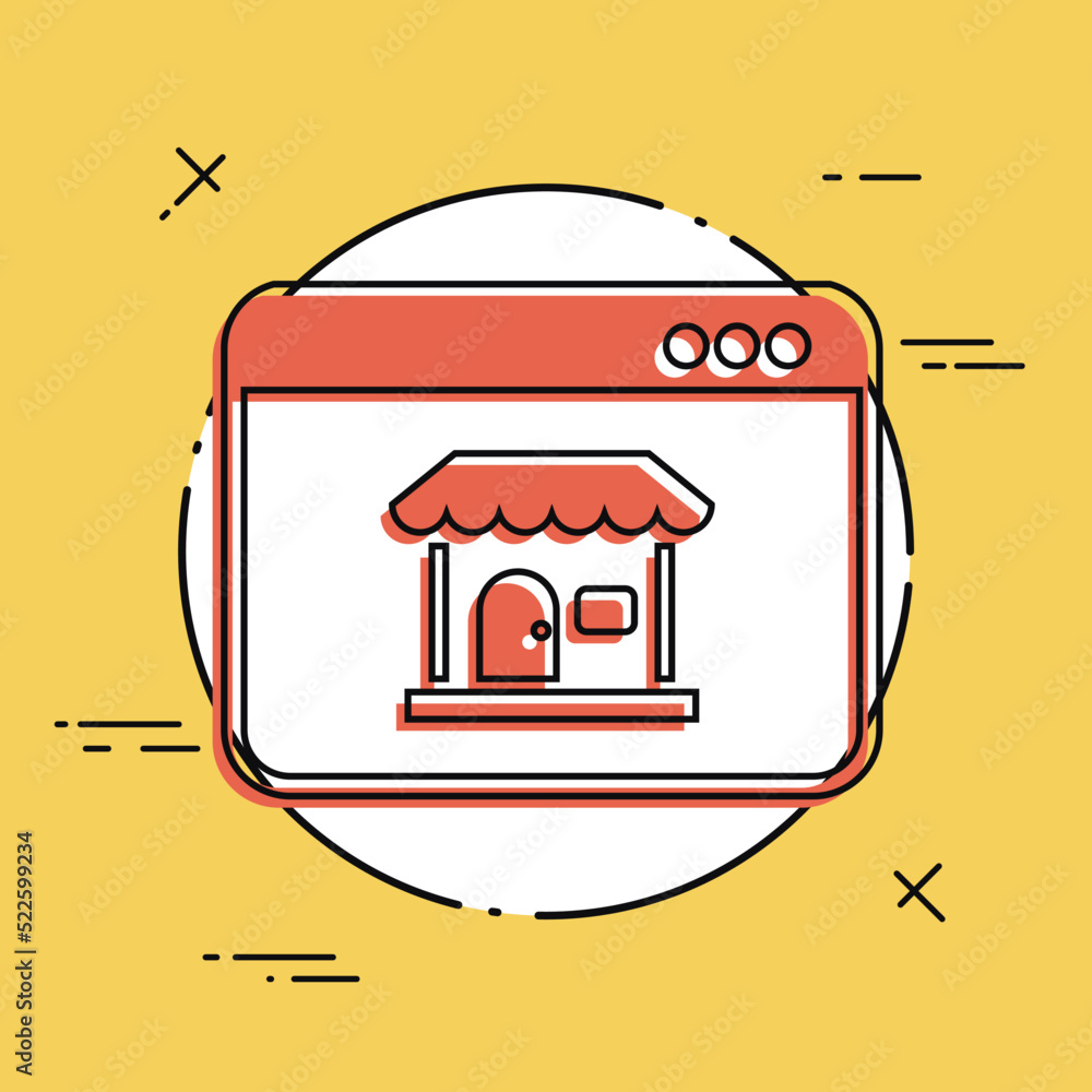 Poster e-commerce application window - vector flat minimal icon