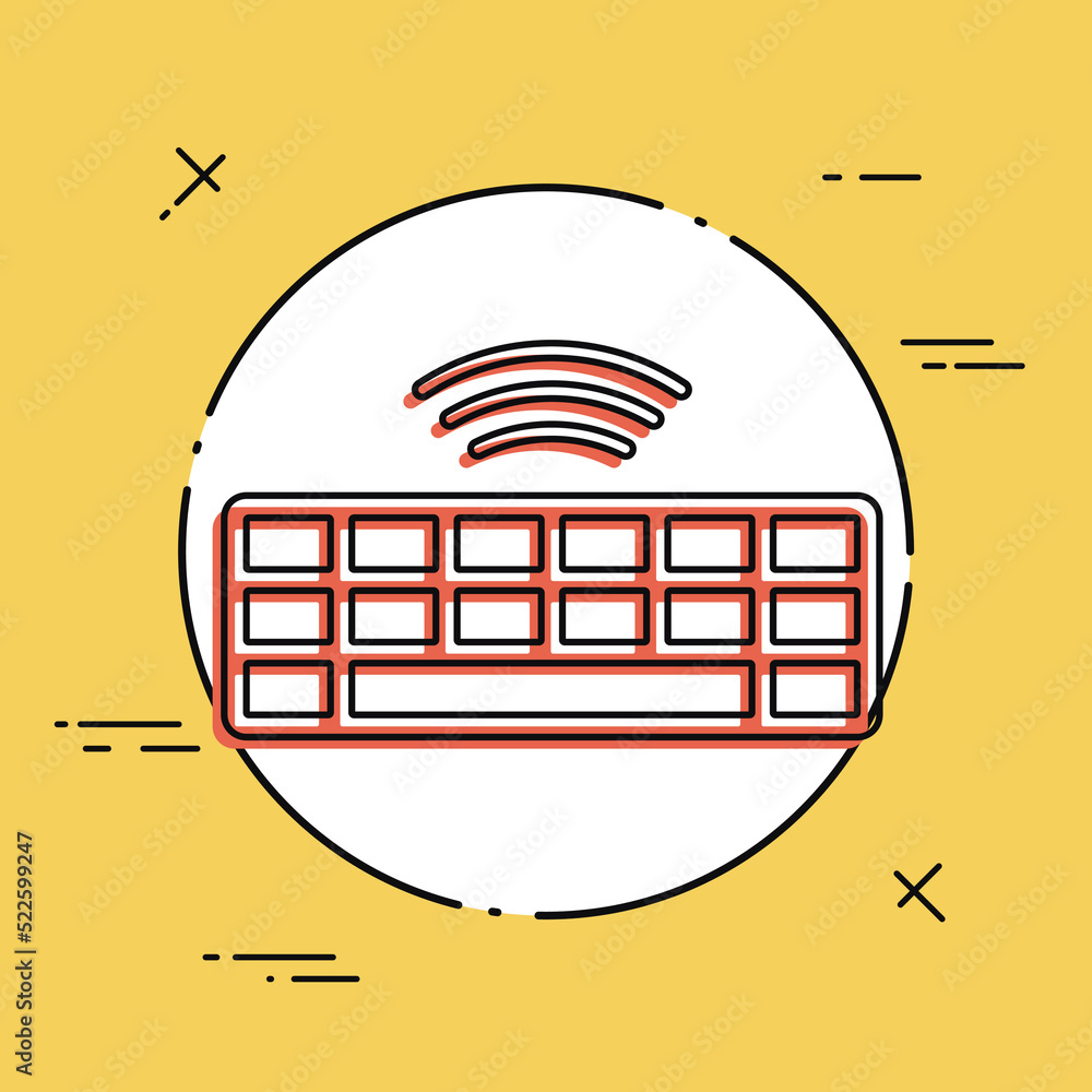 Poster wireless keyboard - vector flat minimal icon